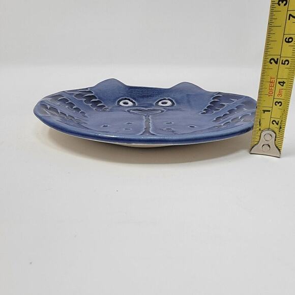 Signed Handmade Cheshire Cat Pottery Plate Trinket Dish Decor 1989 Signed - Picture 8 of 8